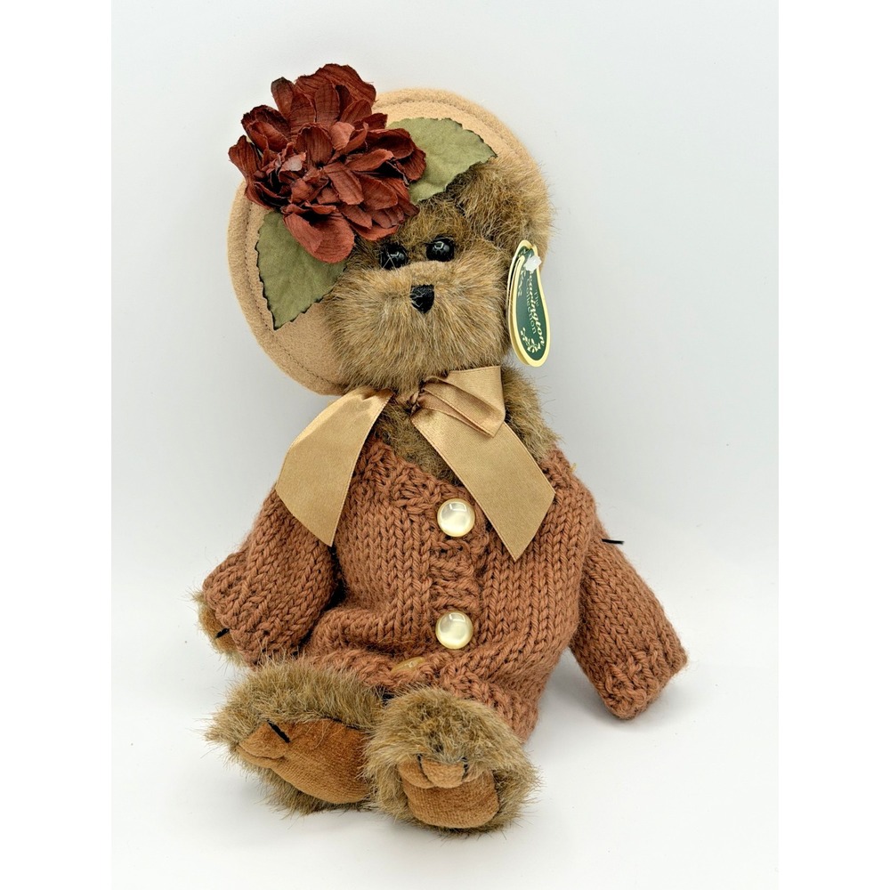Bearington Collection Jacqueline de Fleur Teddy Bear Plush Dress Hat Floral